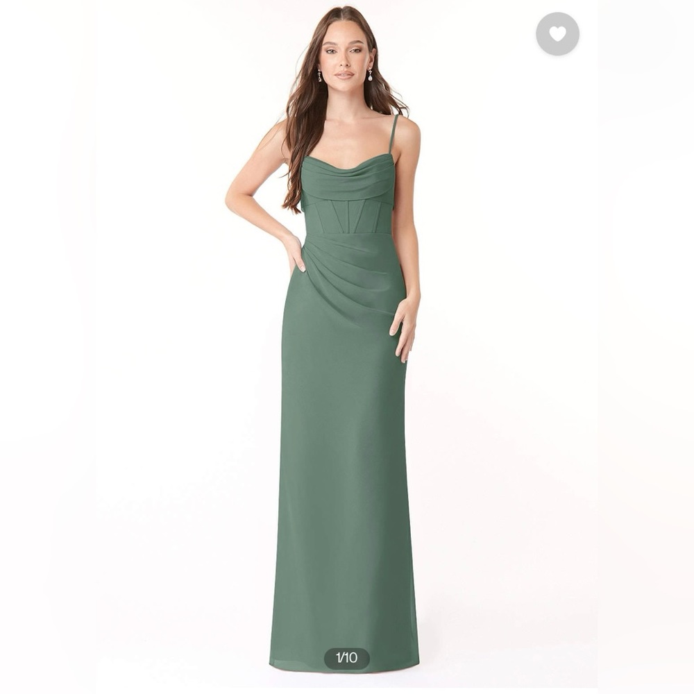 Chiffon azazie eucalyptus dress